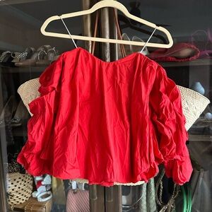 Caroline Constas Red Ruffled Women's Top